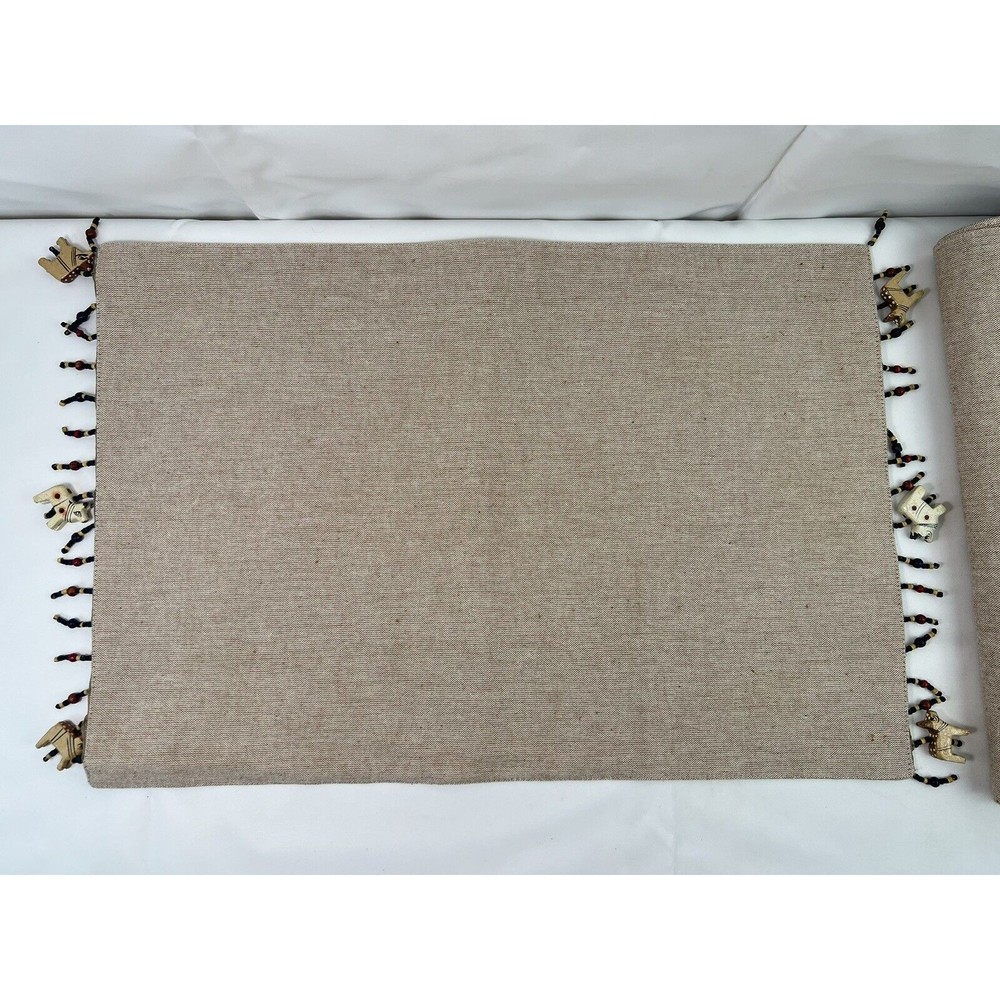 Pier 1 Imports Place Mats Set‎ of 6 Beaded Wood Animals African Theme
